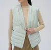 Chaleco de plumas para mujer de otoño e invierno, cuello en V, chaleco exterior, chaleco de plumas, camisa base para capas