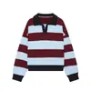 Z Estilo Europeu e Americano Transfronteiriço 2025 Nova Moda Elegante Roupas Femininas Atacado Malha com Gola Polo Listrada 5536218