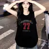 Camiseta de tirantes deportiva sin mangas de estilo ins digital de moda para mujer, top de algodón puro con estampado de letras callejero de verano para parejas de hombres