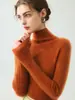 Primeira linha prêt-à-porter top de base listrado de cashmere slim-fit para mulheres, de manga comprida, gola alta, roupa íntima, toque elegante e de alta classe, suéter de tricô