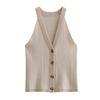 Ropa de Mujer Estilo Europeo y Americano Exportación Nueva Moda Cuello V Halter Tejido sin Mangas Color Puro Versátil Chaleco Pequeño Abrigo Chaleco