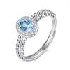 Anillo abierto geométrico ovalado de alta gama de moda plata s925 piedra natural para uso diario simple de lujo ligero