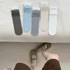 Calcetines de mujer estilo coreano para principios de otoño, calcetines holgados de rayas verticales con temperamento, estilo miu, baja saturación, color liso versátil, calcetines de media pantorrilla, calcetines de algodón sin costuras