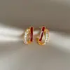 Pendientes de Zirconia con Goteo Rojo Aceite Ancora Inspirados en el Diseño, Únicos y Distintivos, Pendientes Versátiles Exquisitos y de Moda