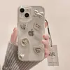 Pulsera de Corazón Tridimensional con Lazo Funda para Teléfono Móvil Apple 15 Funda para Teléfono Móvil Iphone14 Decoración Accesorios de Joyería DIY