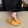 Chuyuji Mules Vintage Retro de Salto Plataforma Aumentador de Altura com Bico Fechado para Mulheres, Sapatos Koreanos Dongdaemun para o Trabalho