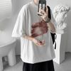 Camiseta de manga corta de verano para hombre, diseño holgado de cuello redondo con estampado de oso, camiseta de media manga de marca de moda de estilo Hong Kong de talla grande