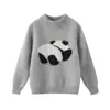 Suéter 100% Lana Pura Infantil para Otoño e Invierno, Suéter para Niños, Tejido de Moda con Patrón de Panda para Niñas Mayores
