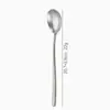 Colher de Gelo Flor de Cristal de Titânio Puro Cabo Estendido Oco Estilo Coreano Ponta Redonda Pontiaguda Colher de Mesa Doméstica para Comer e Sopa