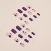 Uñas postizas moradas de longitud media estilo europeo, color sólido, retro encantador, estilo dulce para chica europea-americana