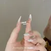 Novo Anel Aberto Prata Dupla Camada para Mulheres Design de Nicho Anel Liso Anel para Dedo Indicador para Mulheres Moda Anel de Dedo do Pé Personalizado