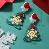 Europeo y Americano caricatura navideña mini muñeco de nieve árbol de Navidad Botas guantes copo de nieve taza de agua aretes acrílicos coloridos
