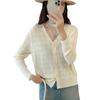 Cárdigan de punto holgado de seda de hielo hueco para primavera, protector solar, vestido de tirantes para mujer, chaqueta exterior tipo chal fino