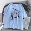 Padrão de menina pequena criativo roupas femininas camiseta feminina de verão de manga curta top feminino solto modelador de corpo Gola redonda