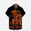 Camisa de Verano de Manga Corta Transfronteriza 2021 talla extra Camisa con Estampado Digital de Gato de Halloween Camisa Superior para Hombre