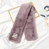 Bufanda Pequeña de Felpa de Conejo Rex con Etiqueta Gruesa Otoño e Invierno para Mujer Estilo Coreano Cálida de Borla Bufanda para Estudiante