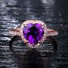Anillo de amor de amatista de imitación directo de fábrica Europa y Estados Unidos color turmalina de imitación anillo de diamante púrpura en forma de corazón anillo de diamante en forma de corazón joyería transfronteriza generación de cabello
