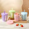 Taza de Fruta Portátil de Doble Capa con Tenedor, Gran Capacidad, Drenable, a Prueba de Fugas, Ideal para Picnic, Taza de Fruta para Ensalada que Mantiene la Frescura