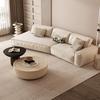 Sofá de tela esquinero minimalista italiano para apartamento grande, sala de estar, estilo silencioso, color crema, tecnología creativa, sofá de tela en ángulo oblicuo