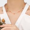 Corrente de Aço Inoxidável Corrente Lisa com Contas Coloridas de Resina Colar para Mulheres, Estilo Boêmio Moderno e Único Corrente Simples para Clavícula
