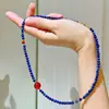 Collar de Cadena para Clavícula de Lapislázuli Natural y Calcedonia Roja de 4 mm