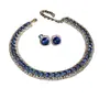 Conjunto de Brincos Quadrados Cravejados de Diamante e Colar de Duas Peças, Fashion, Leve, Colar Luxuoso e de Alta Qualidade, Conjunto de Joias Elegante e Versátil