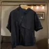Camiseta de Manga Corta con Capucha y Cremallera de Color Sólido para Hombre Verano Tendencia Marca Moda Ropa de Trabajo Diseño de Bolsillo Sentido Camiseta de Manga Media Holgada