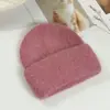 Nuevo Gorro de Punto de Pelo de Conejo 2026 en Rojo Rosa para Otoño e Invierno, Gorro de Lana para Mujer, Venta al por Mayor de Fábrica en Stock
