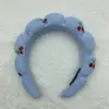 Faixa de Cabeça de Nuvem Transfronteiriça para Mulheres, Bordado de Cereja Estilo Coreano, Faixa de Cabeça de Tecido de Toalha com Coroa Alta, Acessório de Cabelo para Lavar o Rosto, Bonita e Versátil