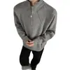 Suéter de cuello medio para hombre con cremallera, chaqueta de punto holgada estilo coreano de invierno, moda casual juvenil para hombre con cuello alto moderno