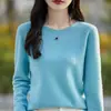 Suéter Tricô Crochê Gola Redonda Vazado Peça Única Feminino Outono Inverno Novo Solto Suéter Interno Pulôver Suéter Base