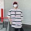 Nueva Camiseta de Manga Corta a Rayas para Hombre 2025 Nuevo Verano Tallas Grandes Holgada Casual Tops de Media Manga para Niños