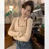Suéter de Punto de Manga Larga para Mujer Estilo Nuevo para Otoño/Invierno Ajustado Capa Base Cuello de Lana Camisa Base Superior Tendencia