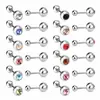 Pendientes de tuerca de acero con cuentas mixtas y diamante, moda Ins, versátiles, geométricos simples, con diamantes de colores, de acero inoxidable para mujer