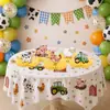 Banner de cumpleaños temático de animales de granja transfronterizo, pancarta de fiesta estilo pastoral, decoraciones colgantes en espiral, adornos para pasteles y decoraciones de mesa