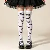 Medias Altas Manchadas de Sangre Halloween Temu Calcetines de Terciopelo Altos JK Calcetines Altos para Mujer Accesorios de Disfraz de Hueso Calabaza
