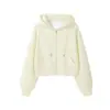 Sudadera con capucha nueva para otoño e invierno 2026, con una mezcla de tela de algodón y seda de leche, cuello cruzado, cierre de cremallera y un diseño casual de color liso