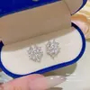 Pendientes de plata de ley 925 con aguja y diseño de trébol de cuatro hojas con circonita para mujer, estilo coreano, pendientes de moda y versátiles, populares en línea, pendientes elegantes