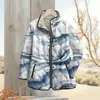 2025 Estación Independiente Temu Moda Femenina Chaqueta de Algodón Plisada Estampado Floral Digital Botón 6 Chaquetas de Algodón para Mujer