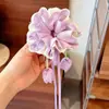 Goma para el pelo estilo cordón de múltiples capas de tela de encaje con pliegues calados, alto valor estético, duradera, suave con el cabello, dulce accesorio para el pelo