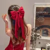 Diadema Coreana con Lazo Rojo para Novia, Lazo Grande Exagerado de Satén, Lazo para el Cabello, Accesorios Decorativos de Año Nuevo