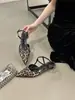 Sandalias Chuyuji de tacón grueso estilo francés con tira en T, punta fina y puntera cerrada para mujer, nuevos zapatos de verano 2026 con estampado de leopardo, para ir al trabajo, con talón abierto