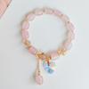 Nova pulseira de cristal com contas de data para estudantes, namoradas, presente de aniversário, pulseira creme com pingente colorido de borboleta e amor