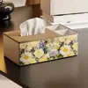 Caja de pañuelos de cuero estilo pintura al óleo para uso doméstico en la sala de estar, sensación de lujo ligero y alta gama, caja de almacenamiento multifuncional para escritorio de mesa de café