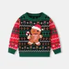 Directo de Fábrica Europeo y Americano Nuevo Navideño Infantil Dibujos Animados Hombre de Jengibre Suéter Unisex Pulóver Capa Base Tejido