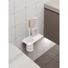 Cepillo para Inodoro de Nogal Baño Mango Largo Cepillo para Inodoro Montaje en Pared sin Agujeros con Base