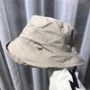 Chapéu Bucket de Algodão para Mulheres, Estilo Hepburn, Aba Longa na Frente e Curta Atrás, Chapéu de Sol Artístico Estilo Coreano com Detalhes Metálicos, Versão Fina