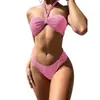 Bikini Sexy de Triángulo para Mujer Amazon Verano 2026 Color Sólido Correa de Cuello Traje de Baño Sexy para Playa