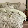 Conjunto de Quatro Peças em Algodão Escovado Classe A Algodão Puro Estilo Retro Francês Pastoral Coração de Menina Roupa de Cama 1,8m 2m