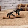 Sandalias Planas de Tanga Casuales para Mujer para Comercio Exterior, Nuevo Modelo 2026, Zapatos Romanos de Playa sin Cierre Tejidos, Tallas Grandes